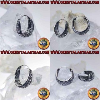 Aretes de plata con círculo creciente cincelado convexo de 22 mm x 19 mm de ancho (2)