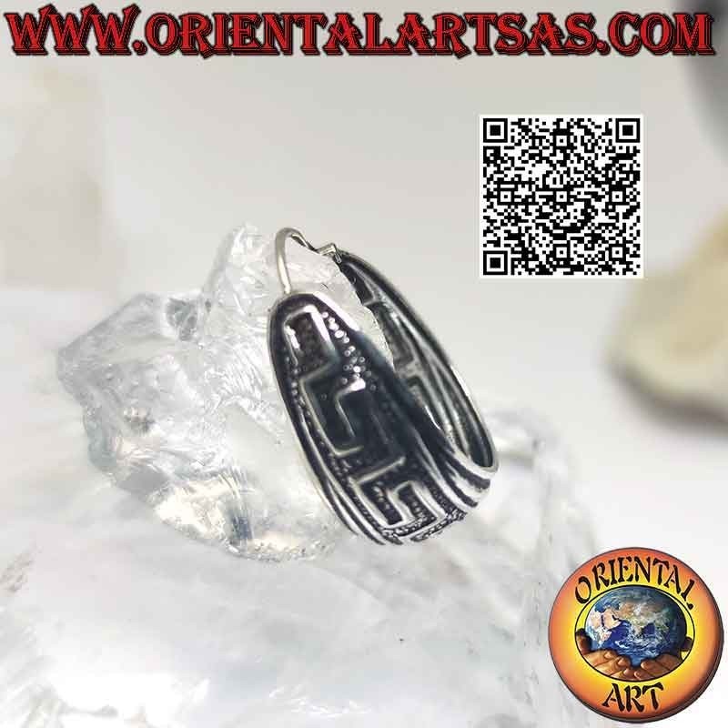 Aretes de plata con círculo creciente cincelado convexo de 22 mm x 19 mm de ancho (2)