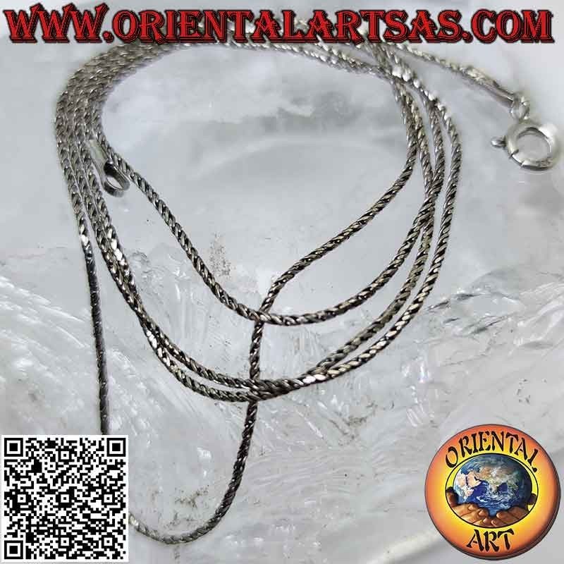 Collar de cadena de plata 925 ‰ trenzada "serpiente" indonesia (0,8 mm)