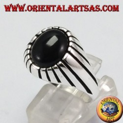 Silberring (für Männer) Onyx Oval