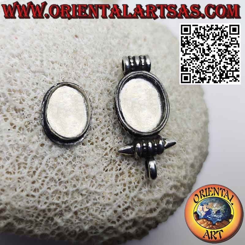 Ciondolo in argento Gao Kalachakra con turchese tibetano antico ovale