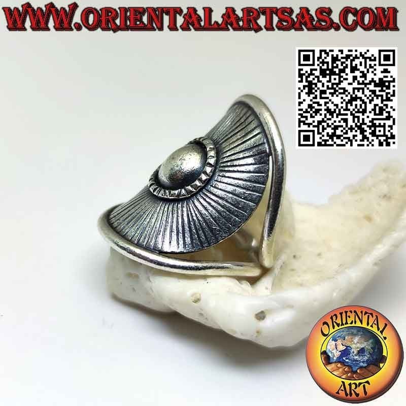 Sun shield silver ring handmade by the Karen