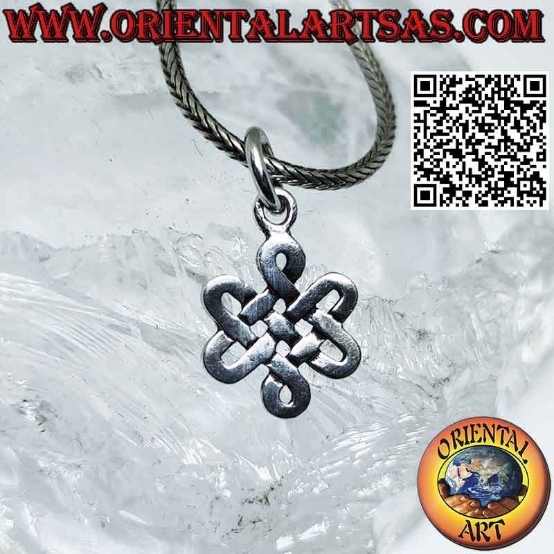 Pendentif en argent 925 tibétain noeud infini Srivatsa