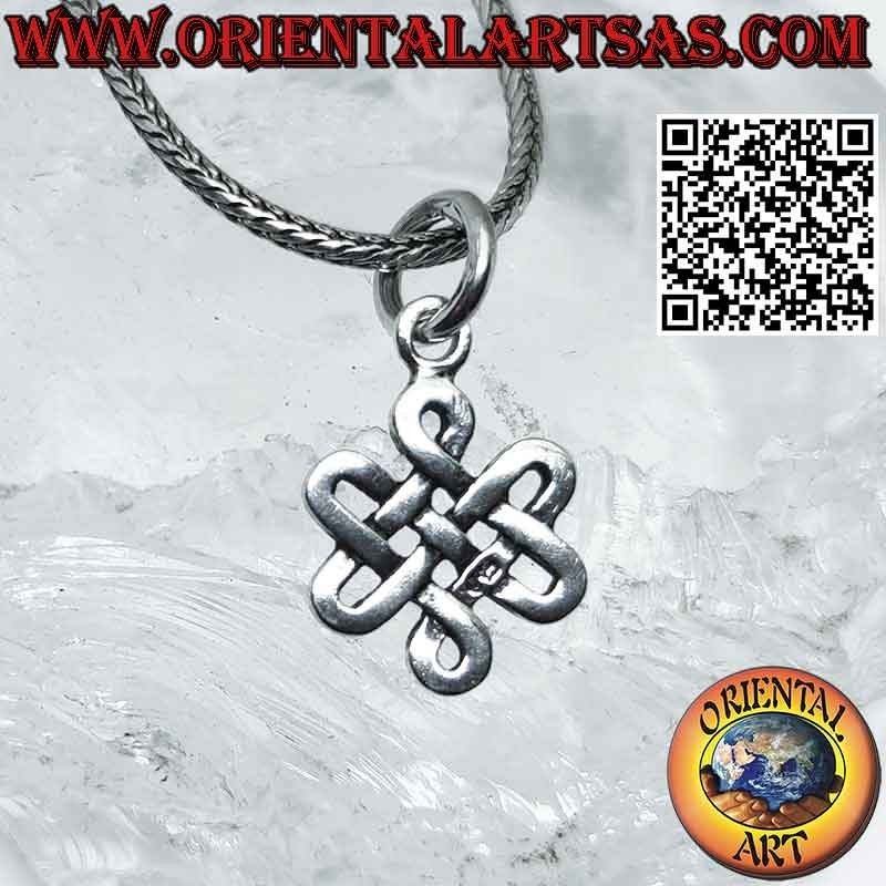 Pendentif en argent 925 tibétain noeud infini Srivatsa