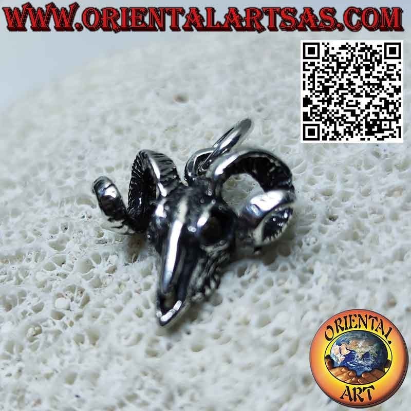Ciondolo in argento teschio di ariete (ram) tridimensionale