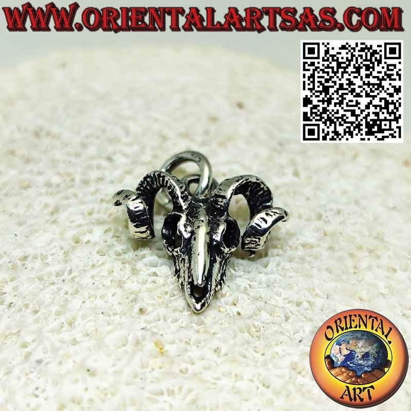 Pendentif en argent crâne de bélier (bélier) tridimensionnel