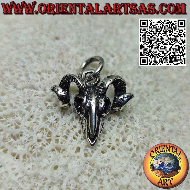 Three-dimensional ram (ram) skull silver pendant