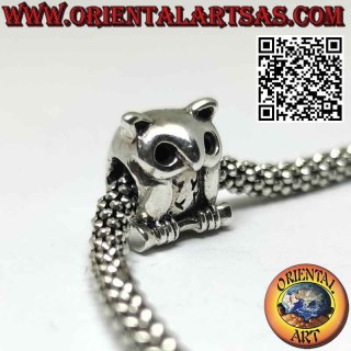 Charms in 925‰ Silber für Pandora, Eule auf dem Ast