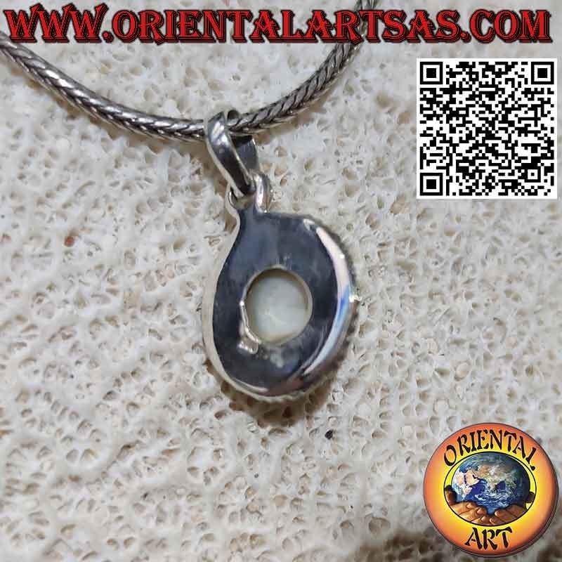 Colgante de plata con perla rodeada de doble tejido y microesferas