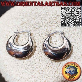 Orecchini in argento, cerchi lisci a mezzaluna bombata da 25 mm Ø (leva)