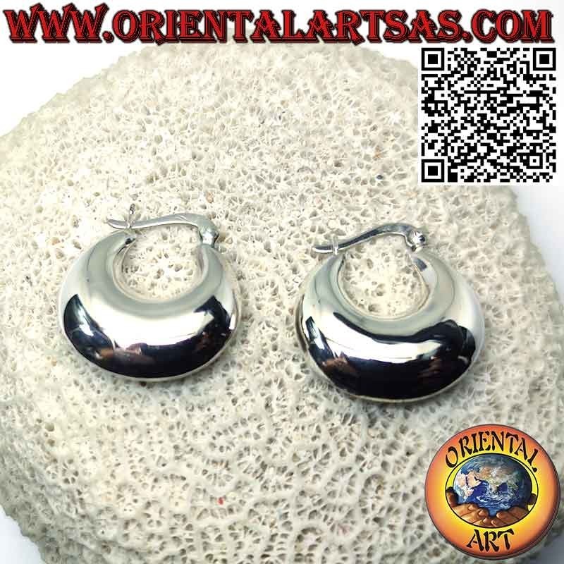 Boucles d'oreilles en argent, cercles croissants lisses arrondis 25 mm Ø (levier)