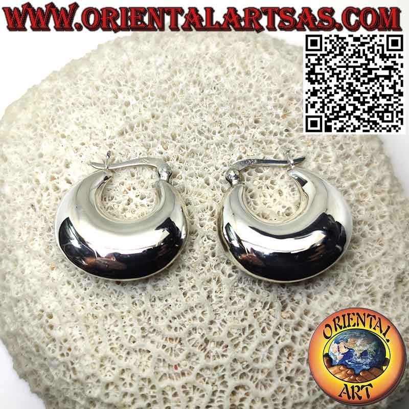 Boucles d'oreilles en argent, cercles croissants lisses arrondis 25 mm Ø (levier)