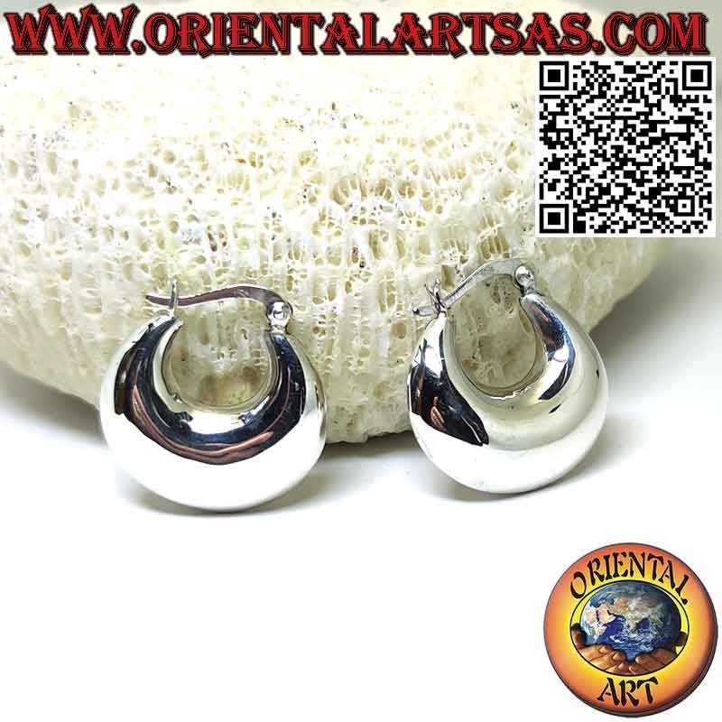 Boucles d'oreilles en argent, cercles croissants lisses arrondis 25 mm Ø (levier)