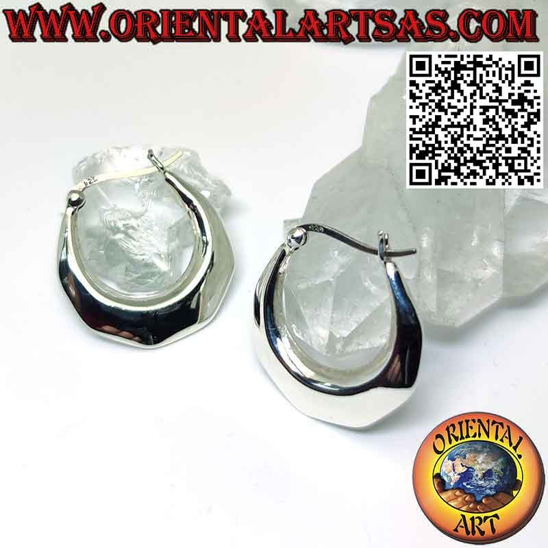 Pendientes de plata, aros lisos en forma de media luna de 25 mm Ø (palanca)