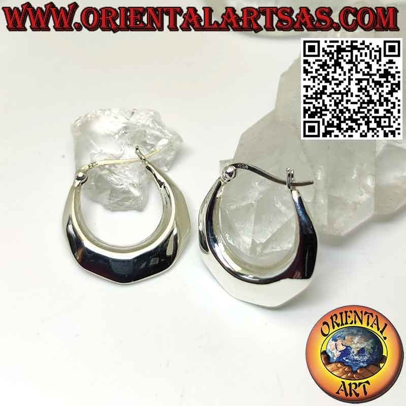 Pendientes de plata, aros lisos en forma de media luna de 25 mm Ø (palanca)