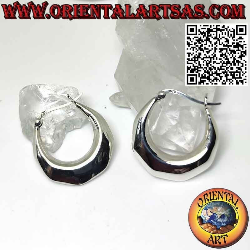 Earrings made of silver, smooth crescent-shaped hoops 25 mm Ø (lever)