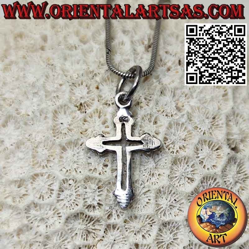 Pendentif en argent, croix chrétienne avec lys