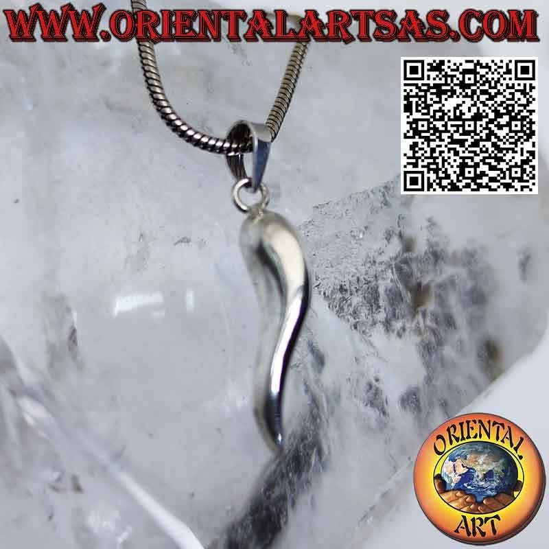 Pendentif en argent avec corne porte-bonheur contre le mauvais œil et la malchance