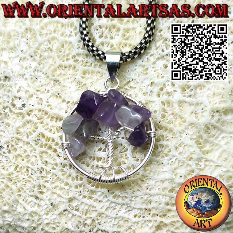 Tree of life silver pendant with semi-precious stones mm. 20 Ø