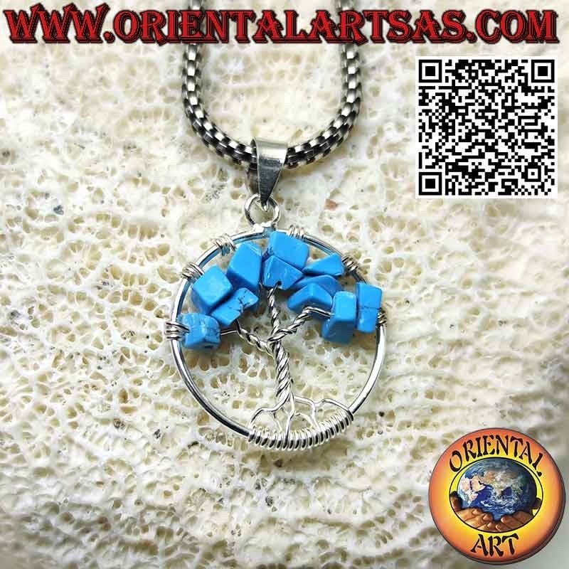 Tree of life silver pendant with semi-precious stones mm. 20 Ø