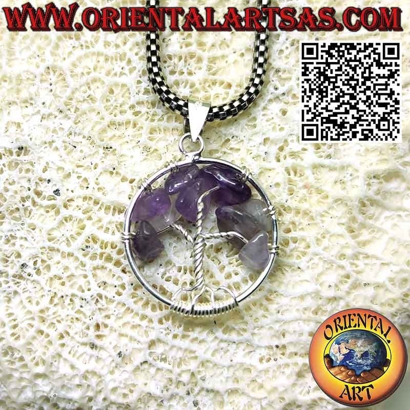 Tree of life silver pendant with semi-precious stones mm. 20 Ø