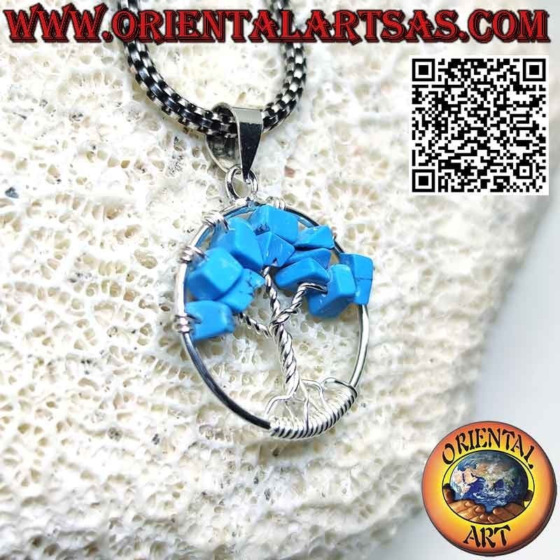 Tree of life silver pendant with semi-precious stones mm. 20 Ø