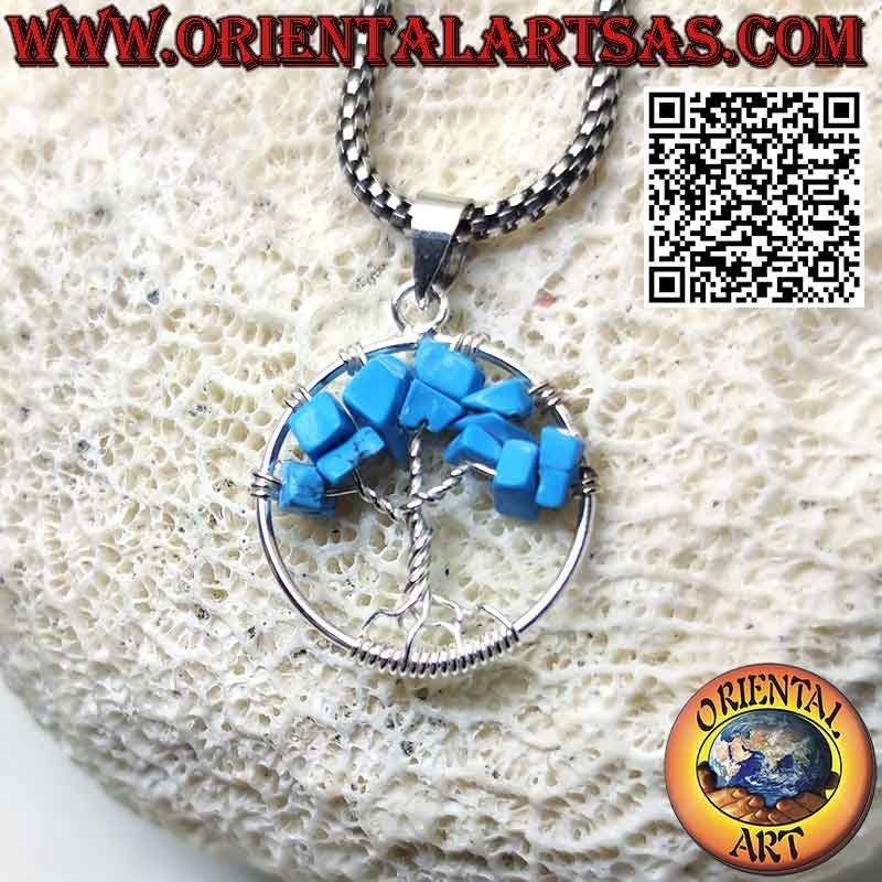 Tree of life silver pendant with semi-precious stones mm. 20 Ø