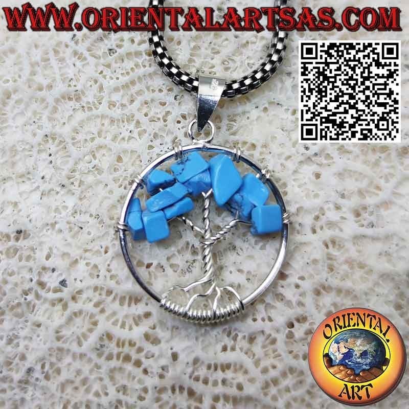 Tree of life silver pendant with semi-precious stones mm. 20 Ø