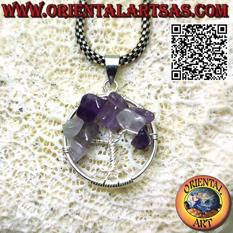Tree of life silver pendant with semi-precious stones mm. 20 Ø