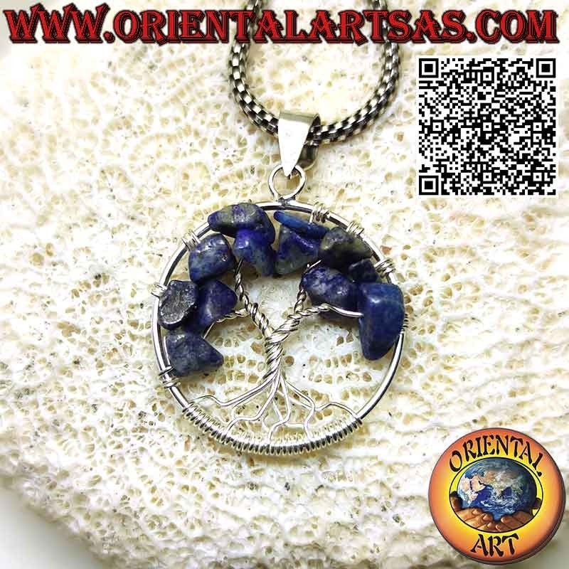 Tree of life silver pendant with semi-precious stones mm. 25 Ø