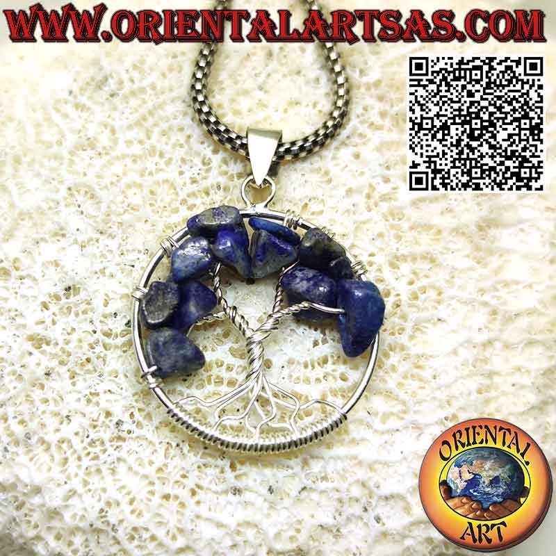 Tree of life silver pendant with semi-precious stones mm. 25 Ø
