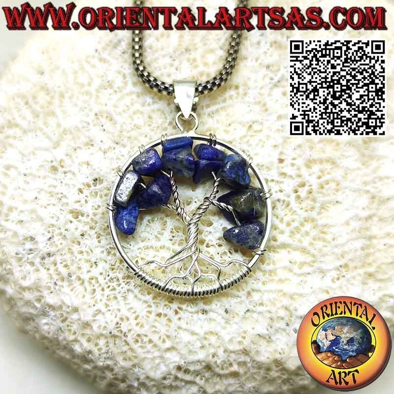 Tree of life silver pendant with semi-precious stones mm. 25 Ø