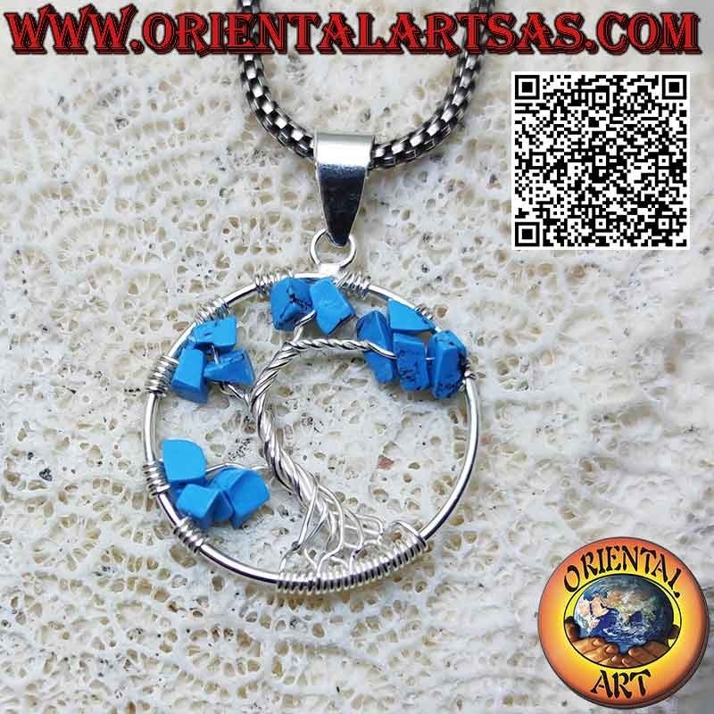 Tree of life silver pendant with semi-precious stones mm. 25 Ø