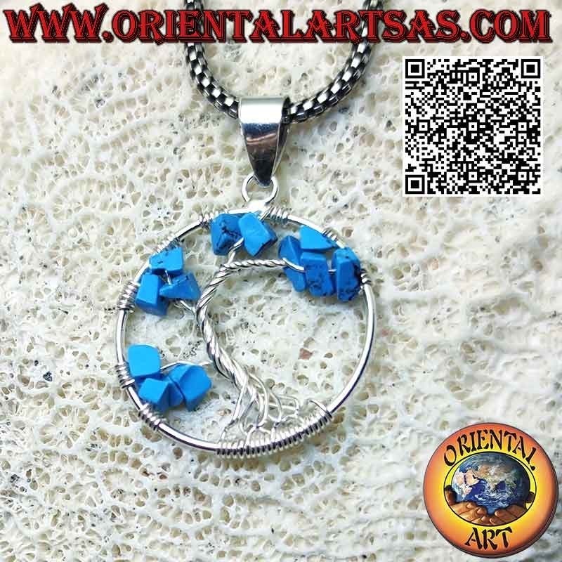 Tree of life silver pendant with semi-precious stones mm. 25 Ø