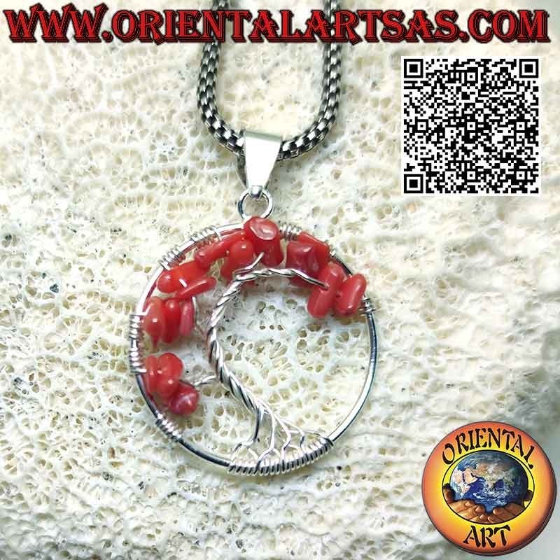 Tree of life silver pendant with semi-precious stones mm. 25 Ø