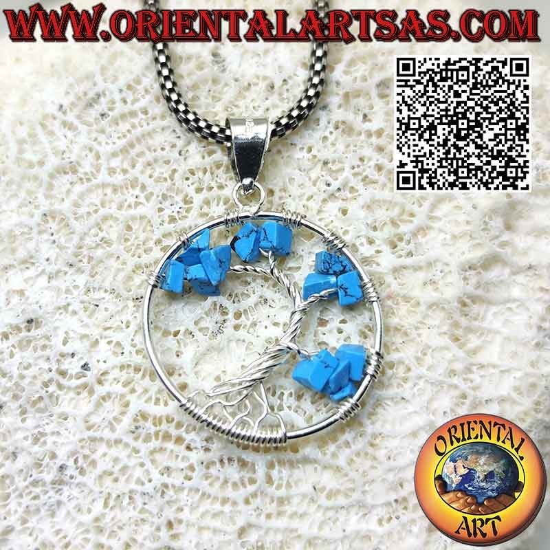 Tree of life silver pendant with semi-precious stones mm. 25 Ø