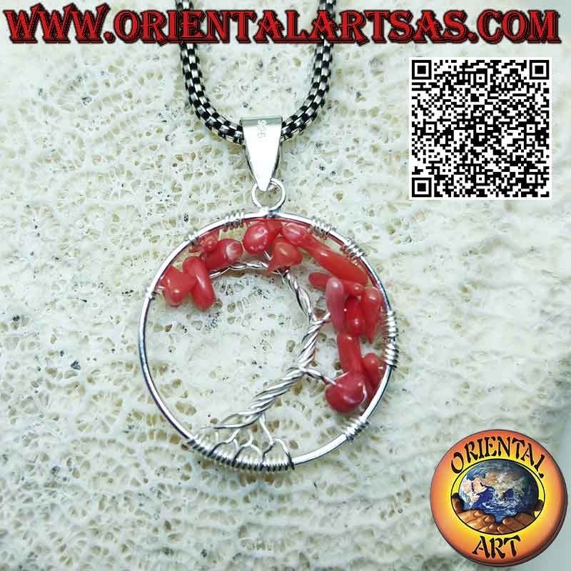 Tree of life silver pendant with semi-precious stones mm. 25 Ø