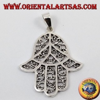 Ciondolo d'argento Mano di fatima traforato Hamsa