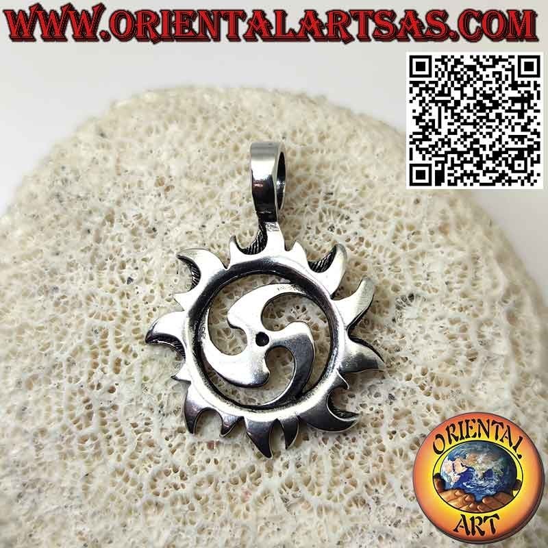 Solar Tomoe silver pendant also called mitsu-domoe