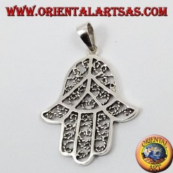 Silver Pendant Fat Hand Made Hamsa Hammered