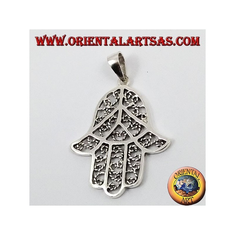 Colgante de plata de la mano de Fátima Hamsa perforado