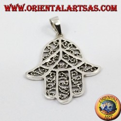 Silber Anhänger Hand von Fatima Hamsa perforiert