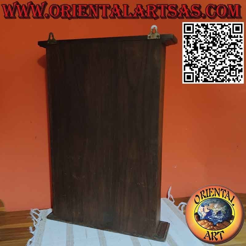 Narrow wall showcase in solid teak wood