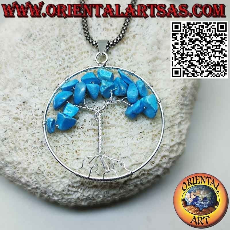 Ciondolo in argento albero della vita con pietre semipreziose mm. 40 Ø