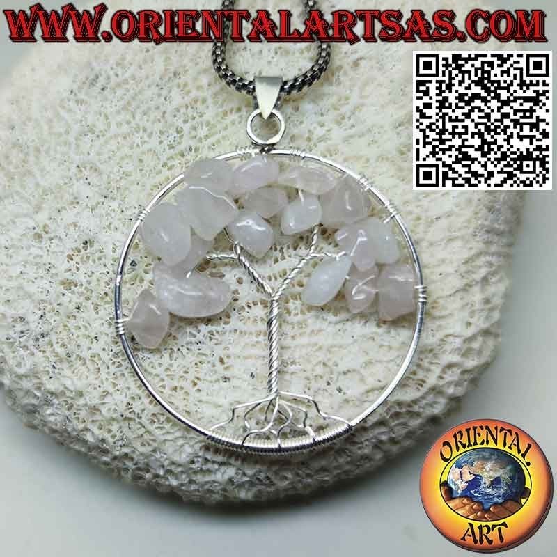 Silberanhänger Baum des Lebens mit Halbedelsteinen mm. 40 Ø