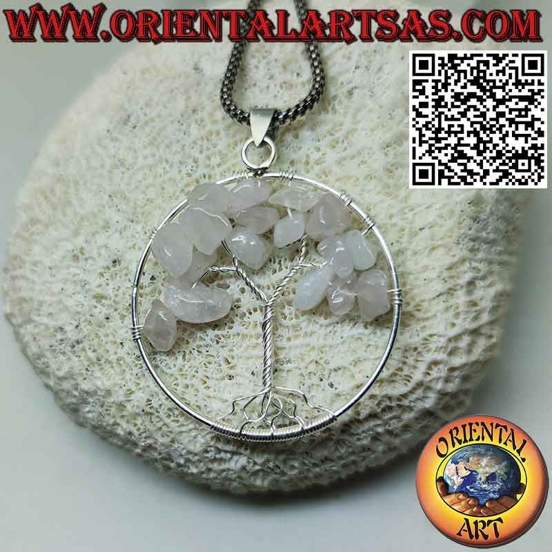 Ciondolo in argento albero della vita con pietre semipreziose mm. 40 Ø