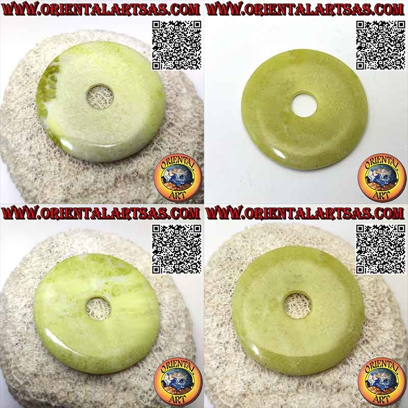 Lemon Jade Disc/Donut Pendant (50 mm. Ø cord included)
