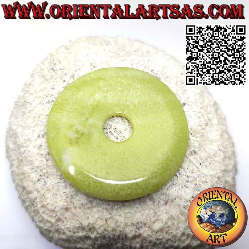 Colgante Disco/Donut de Jade Limón (Incluye cordón de 50 mm. Ø)