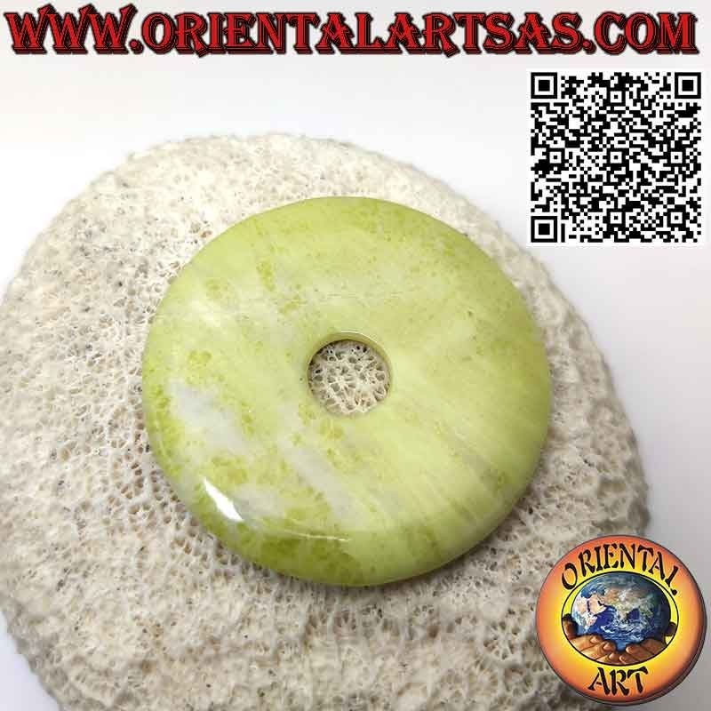 Lemon Jade Disc/Donut Pendant (50 mm. Ø cord included)