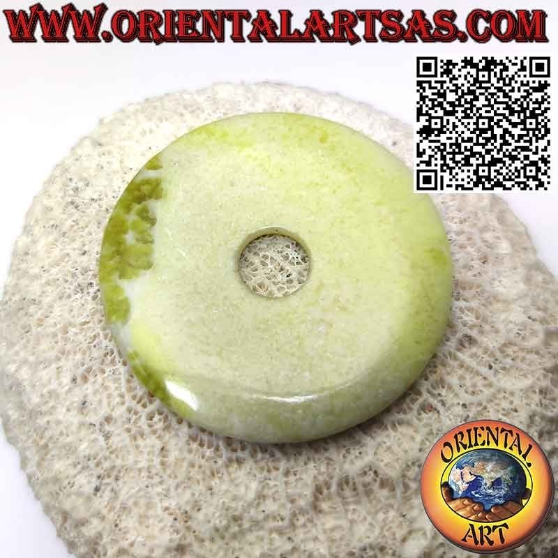 Lemon Jade Disc/Donut Pendant (50 mm. Ø cord included)